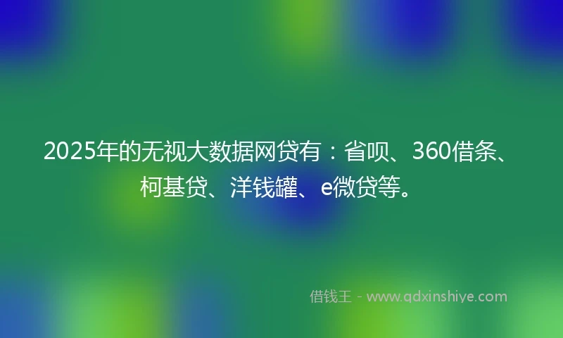2025年的无视大数据网贷有：省呗、360借条、柯基贷、洋钱罐、e微贷等。