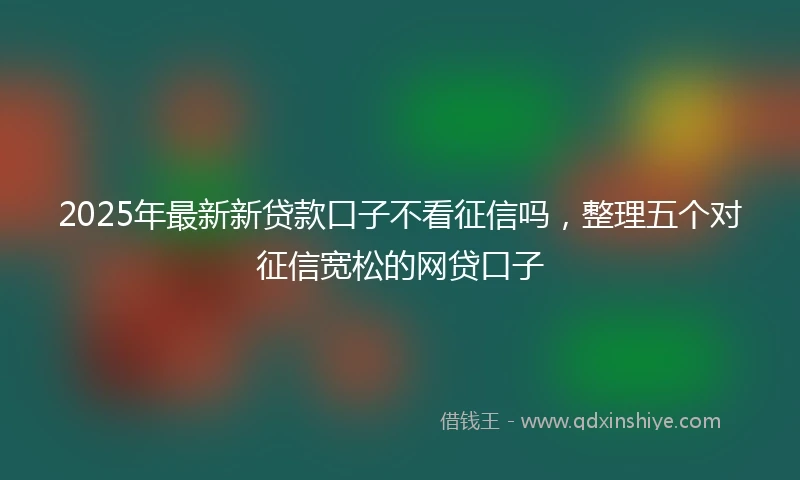 2025年最新新贷款口子不看征信吗，整理五个对征信宽松的网贷口子