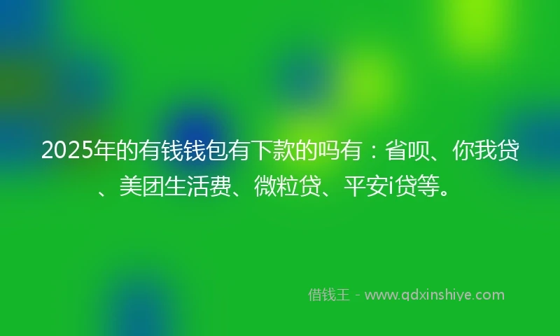 2025年的有钱钱包有下款的吗有：省呗、你我贷、美团生活费、微粒贷、平安i贷等。
