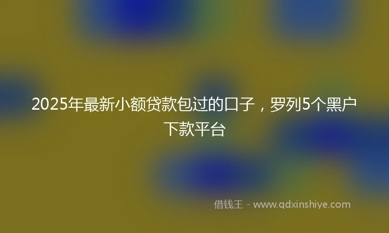 2025年最新小额贷款包过的口子，罗列5个黑户下款平台