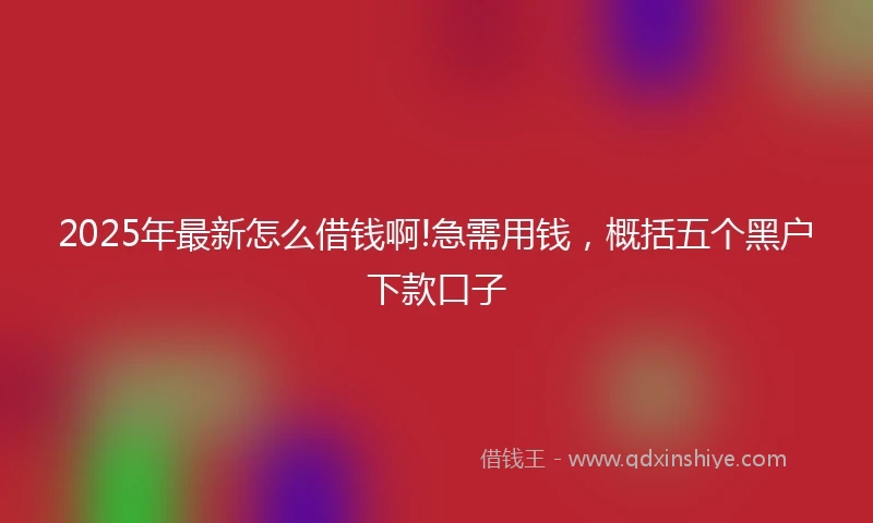 2025年最新怎么借钱啊!急需用钱，概括五个黑户下款口子