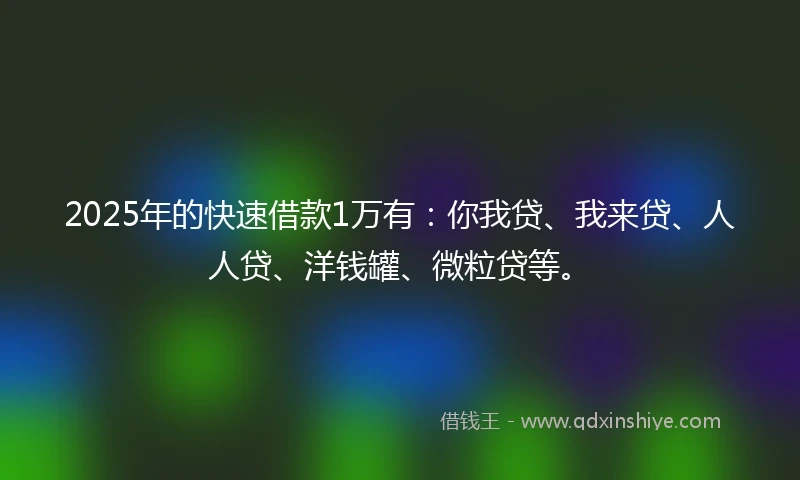 2025年的快速借款1万有：你我贷、我来贷、人人贷、洋钱罐、微粒贷等。