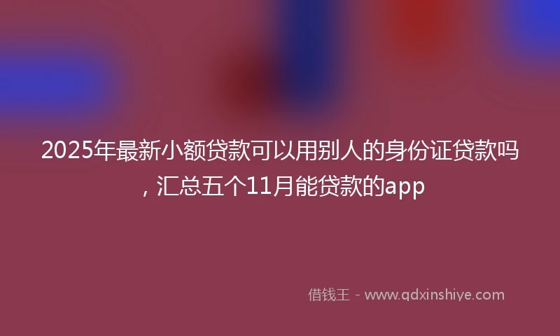 2025年最新小额贷款可以用别人的身份证贷款吗，汇总五个11月能贷款的app