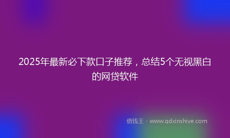 2025年最新必下款口子推荐，总结5个无视黑白的网贷软件