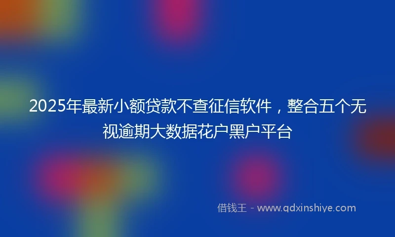 2025年最新小额贷款不查征信软件，整合五个无视逾期大数据花户黑户平台