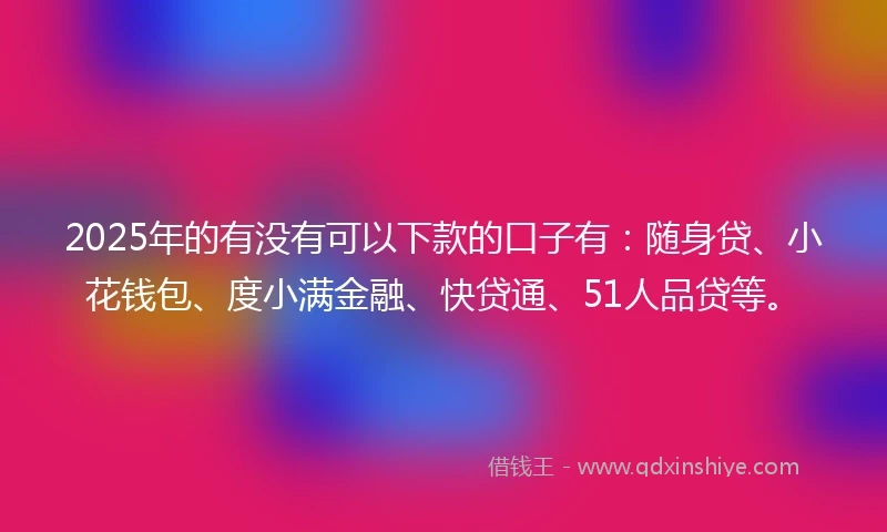 2025年的有没有可以下款的口子有：随身贷、小花钱包、度小满金融、快贷通、51人品贷等。