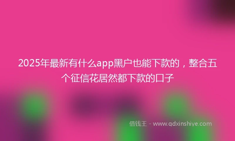 2025年最新有什么app黑户也能下款的，整合五个征信花居然都下款的口子