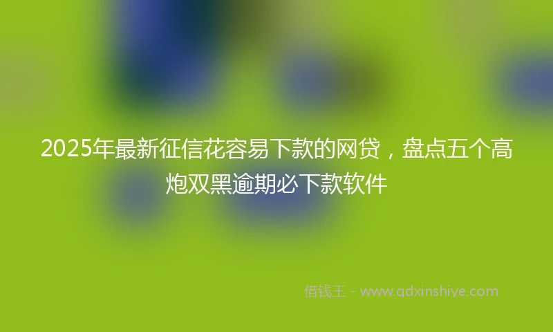 2025年最新征信花容易下款的网贷，盘点五个高炮双黑逾期必下款软件