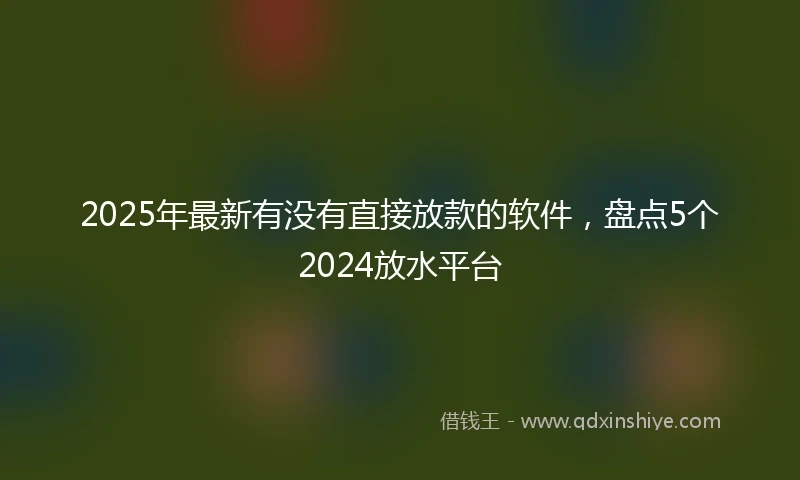 2025年最新有没有直接放款的软件，盘点5个2024放水平台