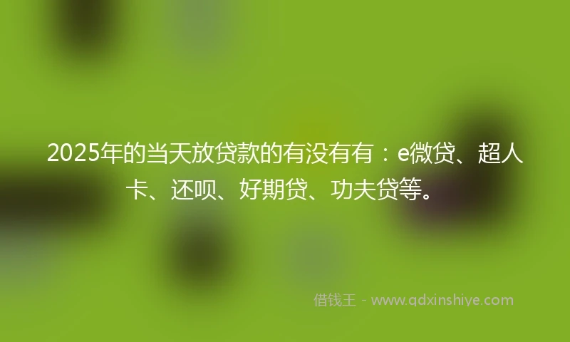 2025年的当天放贷款的有没有有：e微贷、超人卡、还呗、好期贷、功夫贷等。