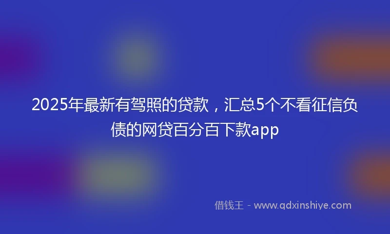 2025年最新有驾照的贷款，汇总5个不看征信负债的网贷百分百下款app