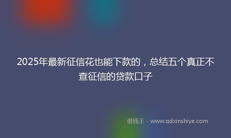 2025年最新征信花也能下款的，总结五个真正不查征信的贷款口子