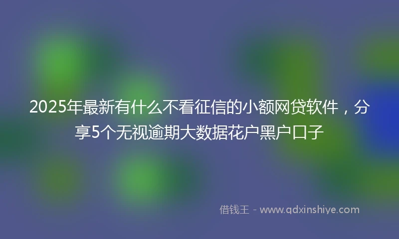 2025年最新有什么不看征信的小额网贷软件，分享5个无视逾期大数据花户黑户口子