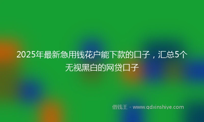 2025年最新急用钱花户能下款的口子，汇总5个无视黑白的网贷口子