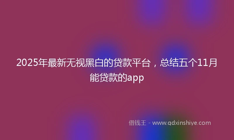 2025年最新无视黑白的贷款平台，总结五个11月能贷款的app