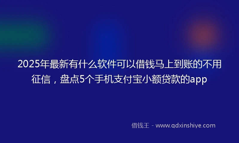 2025年最新有什么软件可以借钱马上到账的不用征信，盘点5个手机支付宝小额贷款的app