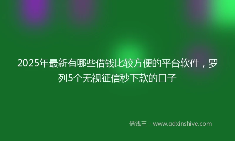 2025年最新有哪些借钱比较方便的平台软件，罗列5个无视征信秒下款的口子