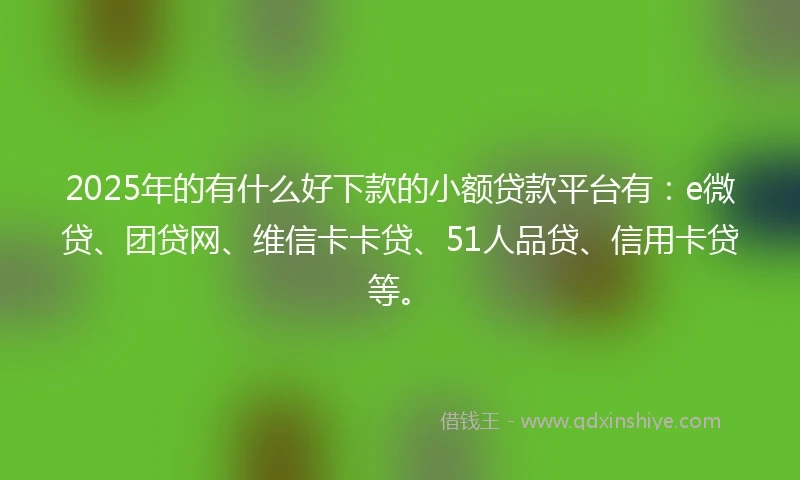 2025年的有什么好下款的小额贷款平台有：e微贷、团贷网、维信卡卡贷、51人品贷、信用卡贷等。