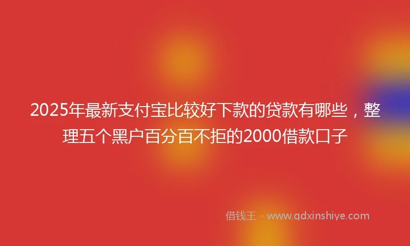 2025年最新支付宝比较好下款的贷款有哪些，整理五个黑户百分百不拒的2000借款口子