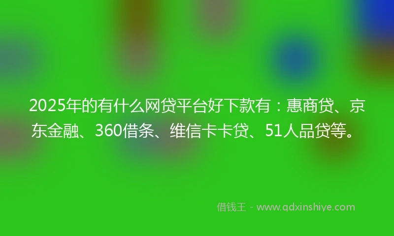 2025年的有什么网贷平台好下款有：惠商贷、京东金融、360借条、维信卡卡贷、51人品贷等。