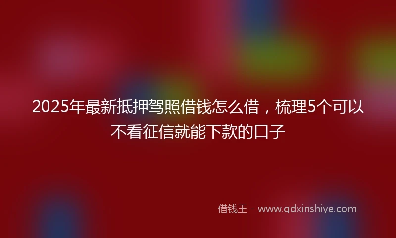 2025年最新抵押驾照借钱怎么借，梳理5个可以不看征信就能下款的口子