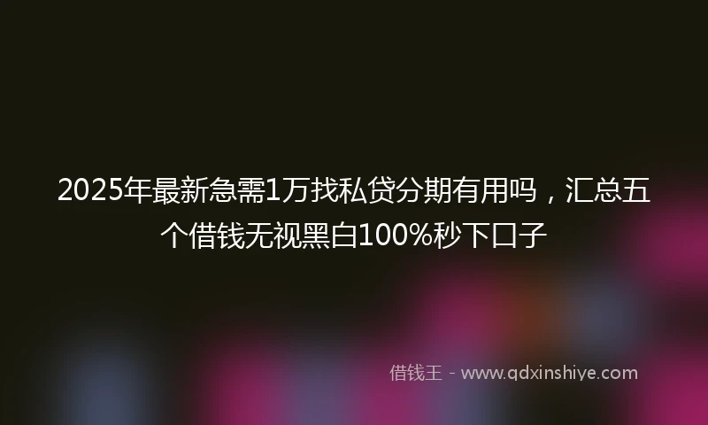 2025年最新急需1万找私贷分期有用吗，汇总五个借钱无视黑白100%秒下口子