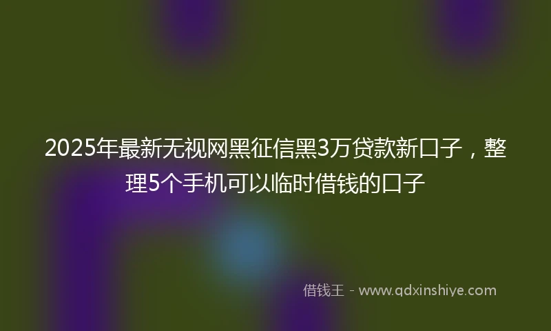 2025年最新无视网黑征信黑3万贷款新口子，整理5个手机可以临时借钱的口子