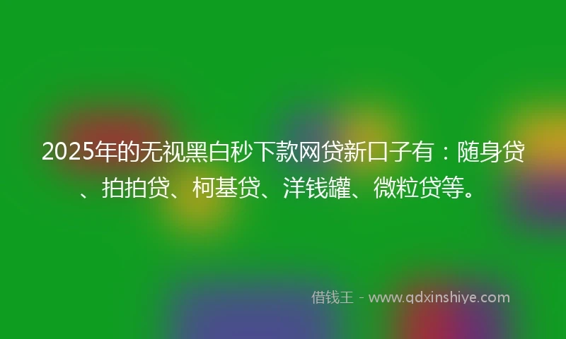 2025年的无视黑白秒下款网贷新口子有：随身贷、拍拍贷、柯基贷、洋钱罐、微粒贷等。