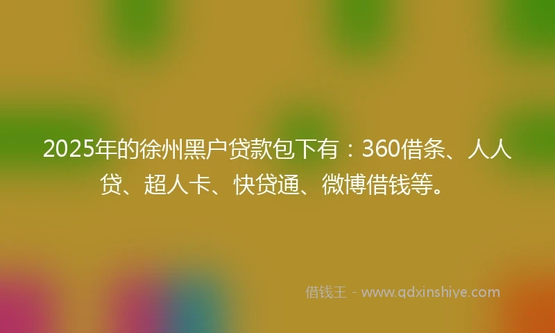 2025年的徐州黑户贷款包下有：360借条、人人贷、超人卡、快贷通、微博借钱等。