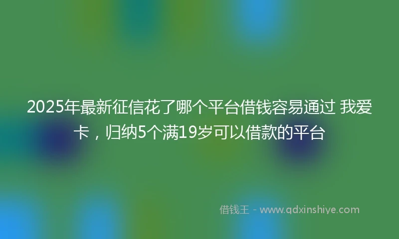 2025年最新征信花了哪个平台借钱容易通过 我爱卡，归纳5个满19岁可以借款的平台