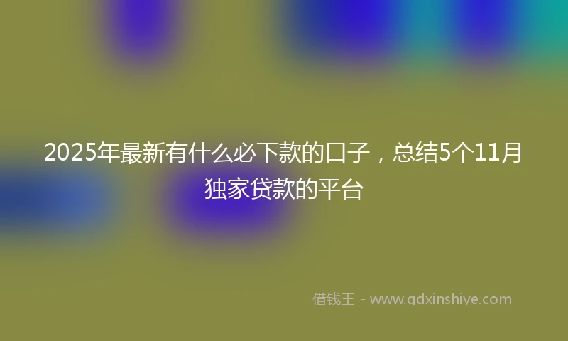 2025年最新有什么必下款的口子，总结5个11月独家贷款的平台