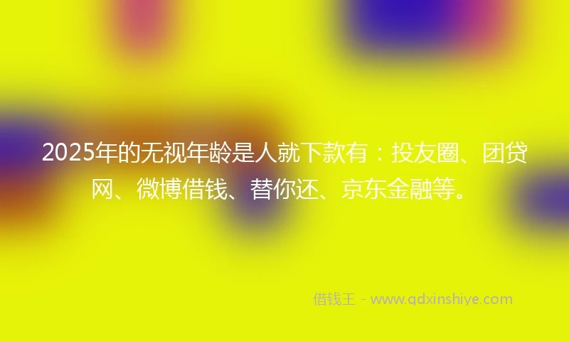 2025年的无视年龄是人就下款有：投友圈、团贷网、微博借钱、替你还、京东金融等。