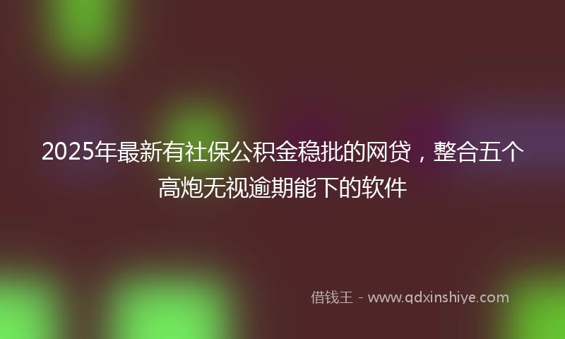 2025年最新有社保公积金稳批的网贷，整合五个高炮无视逾期能下的软件