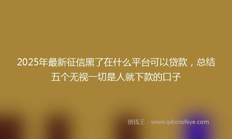 2025年最新征信黑了在什么平台可以贷款，总结五个无视一切是人就下款的口子
