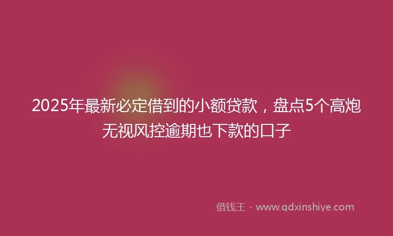 2025年最新必定借到的小额贷款，盘点5个高炮无视风控逾期也下款的口子