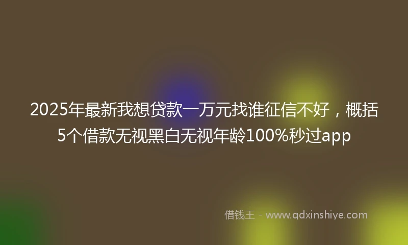 2025年最新我想贷款一万元找谁征信不好，概括5个借款无视黑白无视年龄100%秒过app