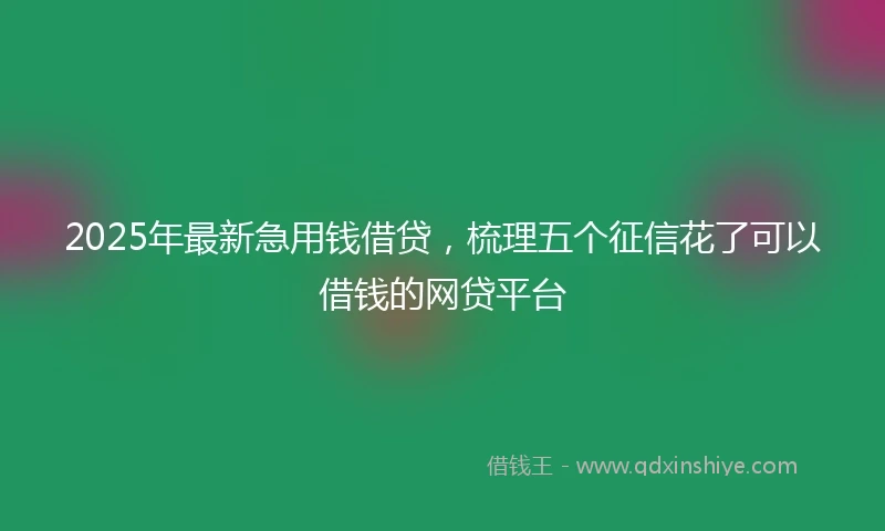 2025年最新急用钱借贷，梳理五个征信花了可以借钱的网贷平台