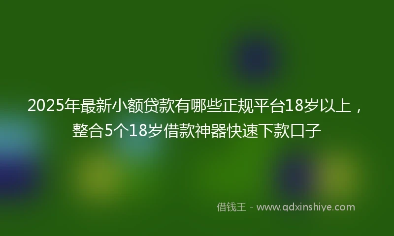 2025年最新小额贷款有哪些正规平台18岁以上，整合5个18岁借款神器快速下款口子