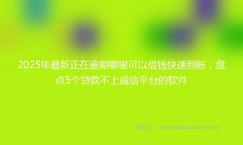 2025年最新正在逾期哪里可以借钱快速到账,盘点5个贷款不上诚信平台的软件