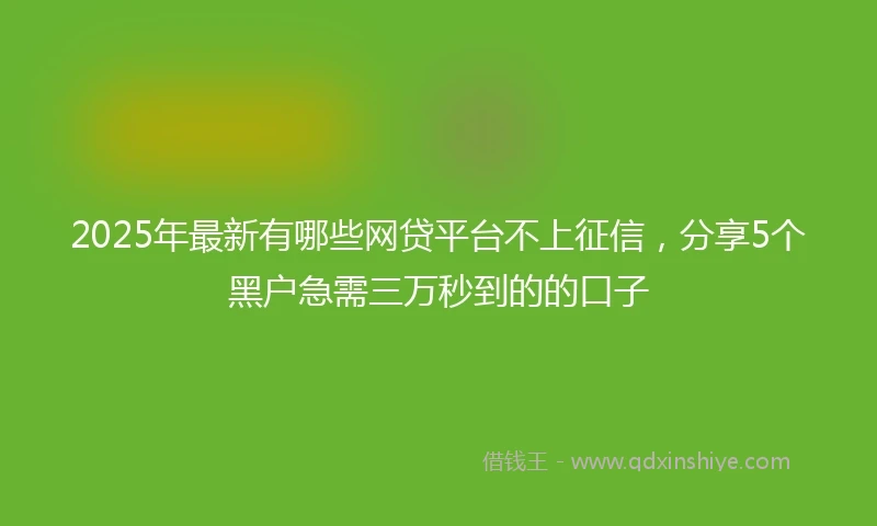 2025年最新有哪些网贷平台不上征信，分享5个黑户急需三万秒到的的口子