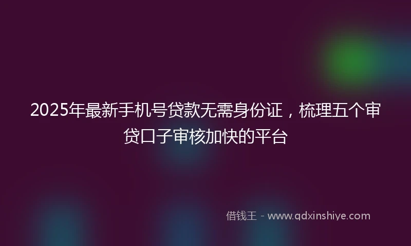 2025年最新手机号贷款无需身份证，梳理五个审贷口子审核加快的平台