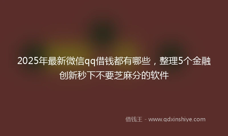 2025年最新微信qq借钱都有哪些，整理5个金融创新秒下不要芝麻分的软件