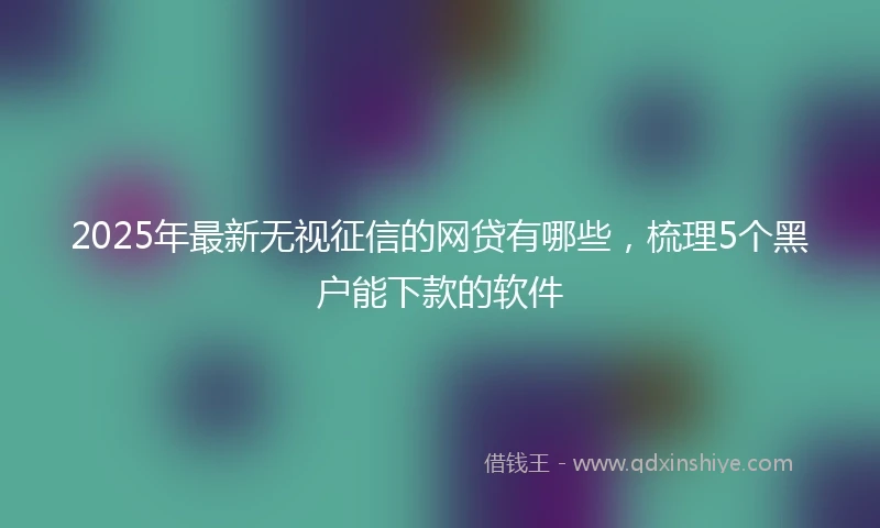 2025年最新无视征信的网贷有哪些，梳理5个黑户能下款的软件