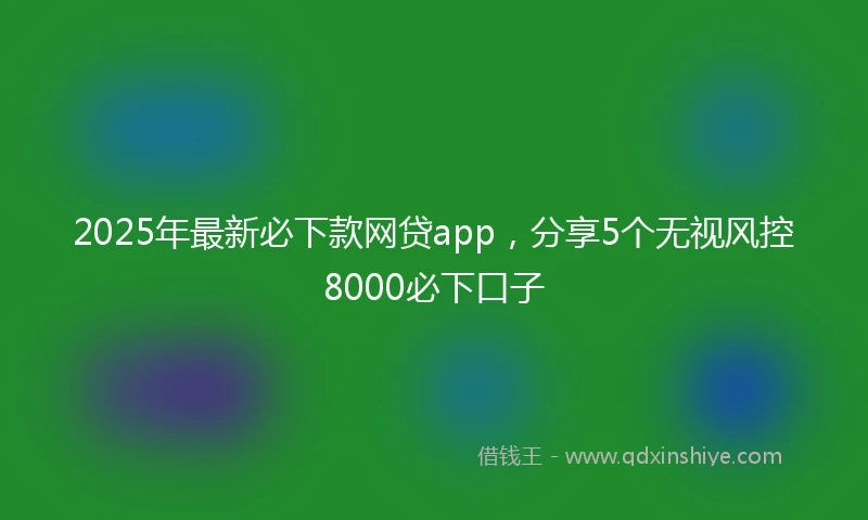 2025年最新必下款网贷app，分享5个无视风控8000必下口子