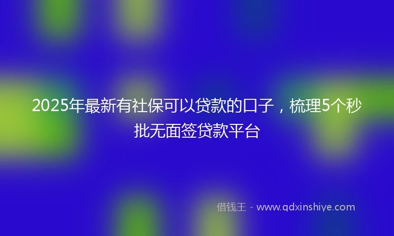 2025年最新有社保可以贷款的口子，梳理5个秒批无面签贷款平台