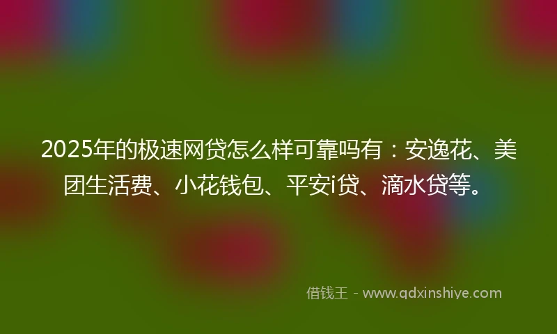 2025年的极速网贷怎么样可靠吗有：安逸花、美团生活费、小花钱包、平安i贷、滴水贷等。