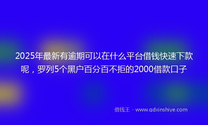 2025年最新有逾期可以在什么平台借钱快速下款呢，罗列5个黑户百分百不拒的2000借款口子