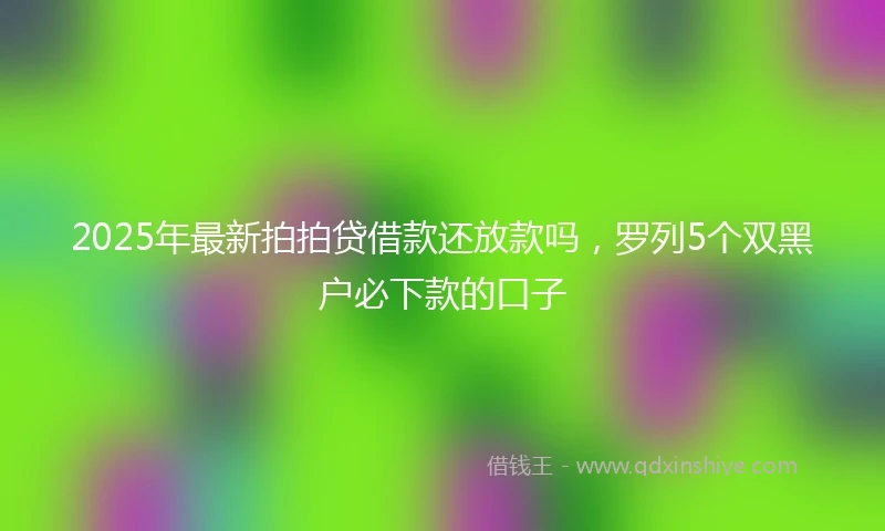 2025年最新拍拍贷借款还放款吗，罗列5个双黑户必下款的口子