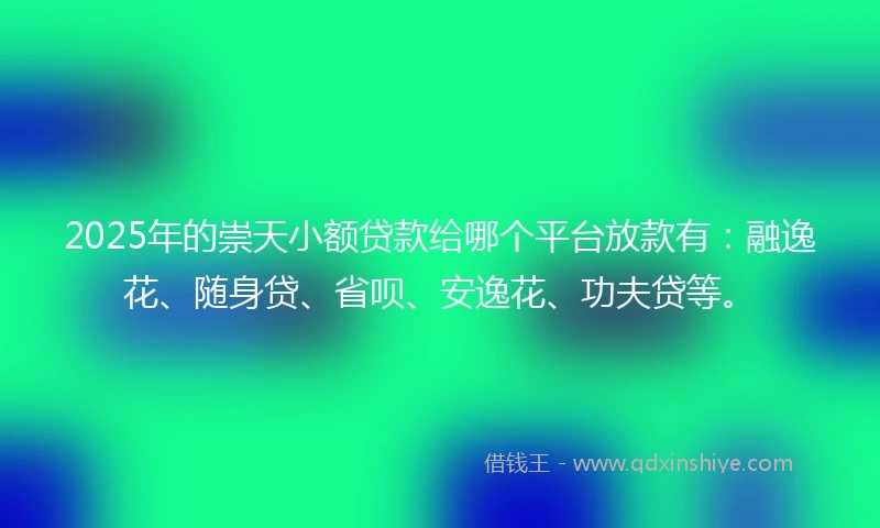 2025年的崇天小额贷款给哪个平台放款有：融逸花、随身贷、省呗、安逸花、功夫贷等。