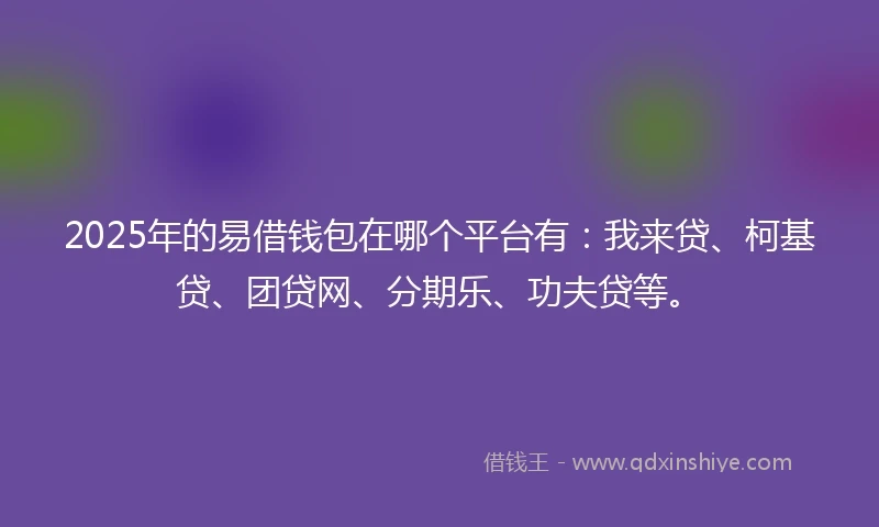 2025年的易借钱包在哪个平台有：我来贷、柯基贷、团贷网、分期乐、功夫贷等。